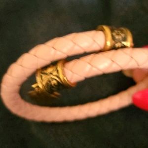 Pink leather bracelet